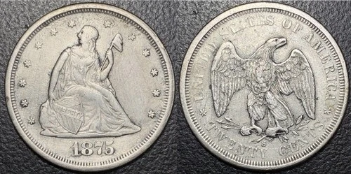1875 S Seated Liberty Silver 20 Twenty Cent Piece 20c XF RARE US Type Set Coin