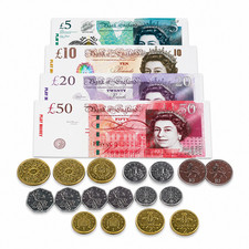 2Pack Fake Money Shops Cash New Notes &pound; Coins Age 3+ Children's Kids Pretend Toy
