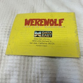 Werewolf The Last Warrior (Nintendo NES) Manual Only!