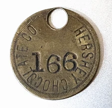 VTG Tool Check Brass Tag: HERSHEY CHOCOLATE CO Factory; Iconic US Confectioner