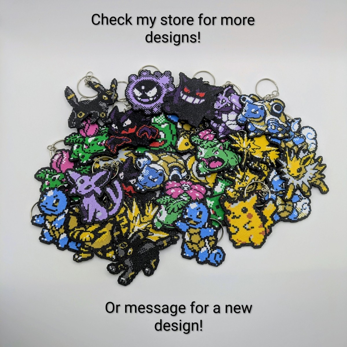 Alakazam - Pokemon Keychain Pixel Art Retro Sprite Keyring - Gold