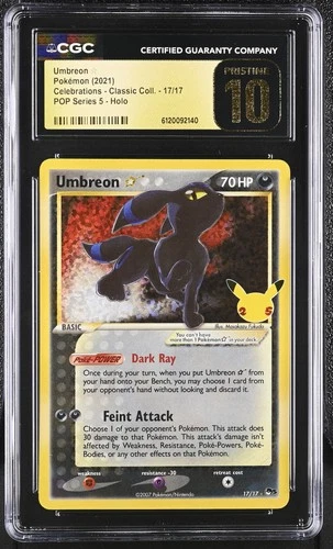 UMBREON Celebrations POP Series 5 Holo #17 CGC Pristine 10 Pokemon