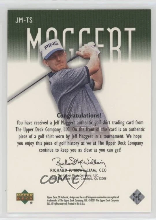 2001 SP Authentic Tour Swatch Green /500 Jeff Maggert #JM-TS - Image 2 of 2