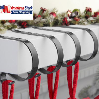4 Pack Christmas Stocking Holders Mantel Fireplace Hooks Scratch Free FROM USA