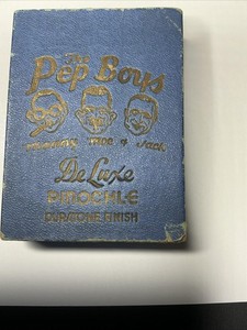 Vintage Pep Boys De Luxe Pinochle Playing Cards Deck Duratone Box Manny Moe Jack