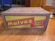 1936 Malvaz Malt Tonic Cardboard Case Crate Monarch Brewing Co + 1 Bottle Label 