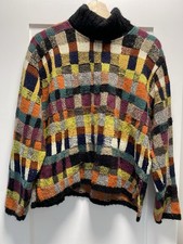 Knit Patchwork Checkered Wool Womens Trendy S...