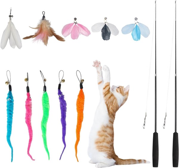 Katzenspielzeug Interaktiv 12 StüCk Mit Federn Spielzeug FüR Katzen-image