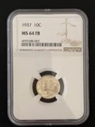 1937 Mercury Silver Dime NGC Graded MS64 FB Full Bands GEM Uncirculated