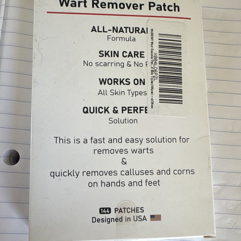 All-Natural Wart Remover Patches 144ct for Feet & Hands Calluses Corns