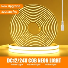 12V 24V COB Neon LED Strip Lights 320LEDs/m Flexible Rope Lighting Waterproof