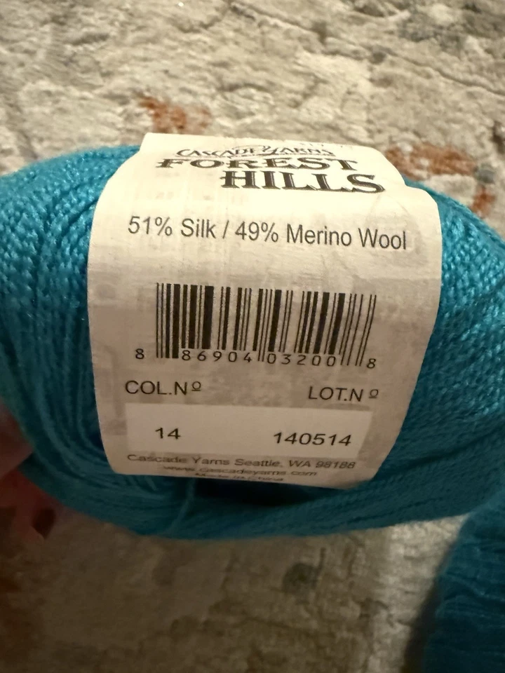 Cascade Yarns Forest Hills 51% Silk 49% Merino Wool #14 "Viridian Green" Teal - Изображение 4 из 4