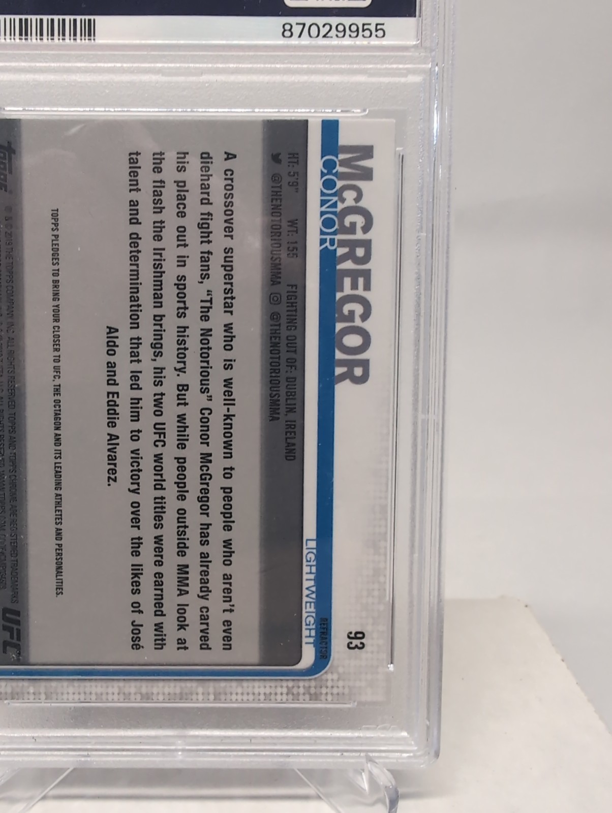PSA 10 GEM MINT 2019 TOPPS UFC CHROME CONOR MCGREGOR REFRACTOR CARD #93 view 6