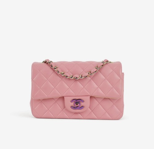 CHANEL Mini Rectangular Flap Pink With Box