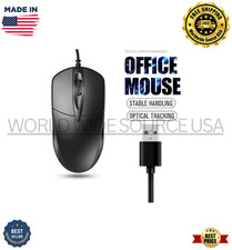 Wired USB Optical Mouse 1200DPI 3 Button Ergonomic Computer Laptop PC Desktop Bl