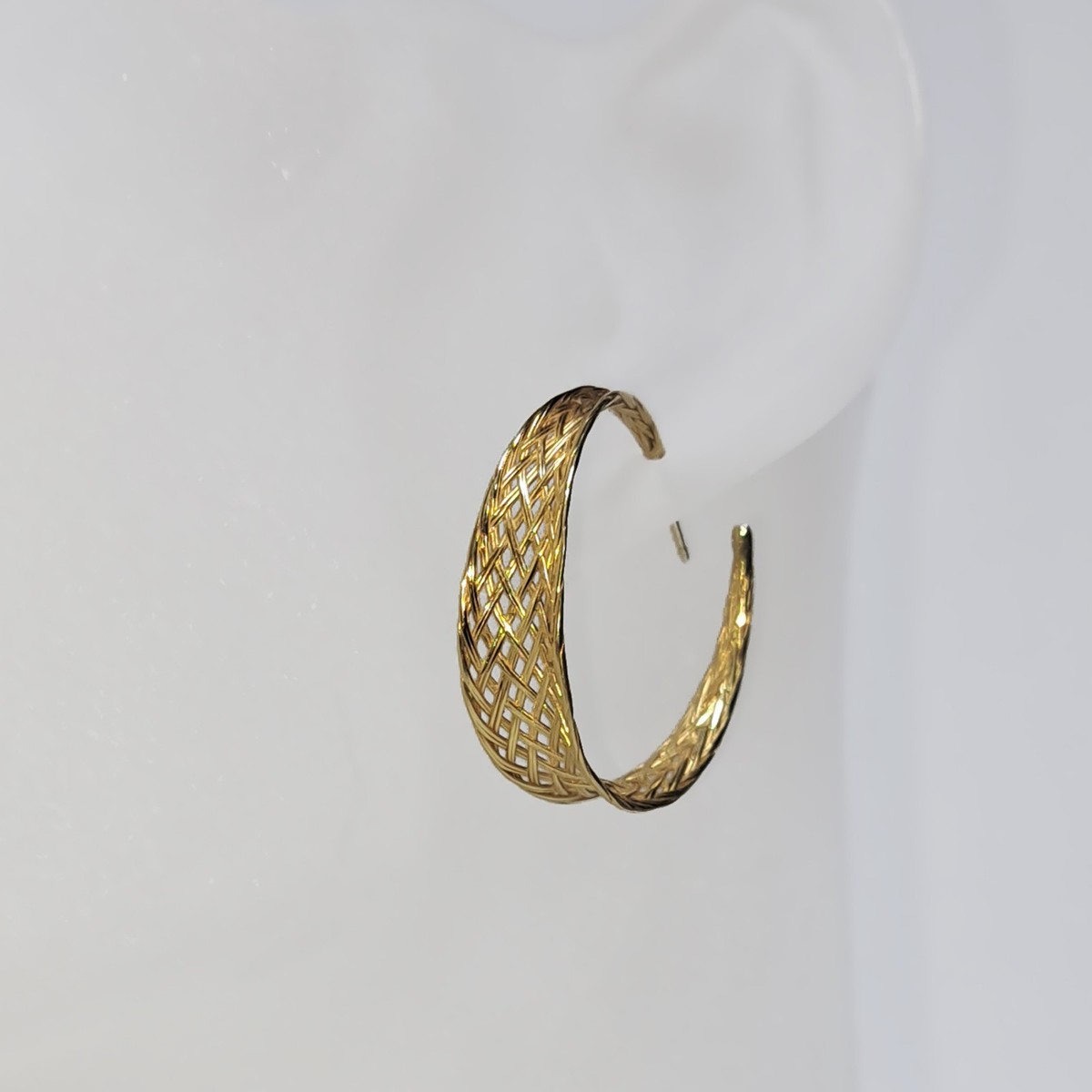 18K, 24K GOLD JORDAN SCHLANGER Handmade Woven Leaf Hoop