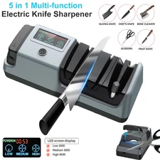 Professional 5 in 1 Electric Knife Sharpener 3 Speed LCD Display for Kitchen