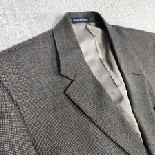 Vintage Ralph Lauren Blazer Men 42R Houndstooth Plaid Brown Sport Coat Wool