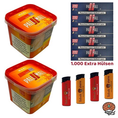 Pall Mall Maxi Box 2x 310g Tabak/Volumentabak, Pall Mall Red Hülsen Feuerz.
