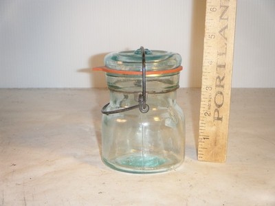 Fruit jar, RB- 1506, half-pint, Lightning 1 L, aqua