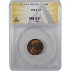 1921 Lincoln Wheat Cent MS 65 RB ANACS Penny Uncirculated SKU:I25645