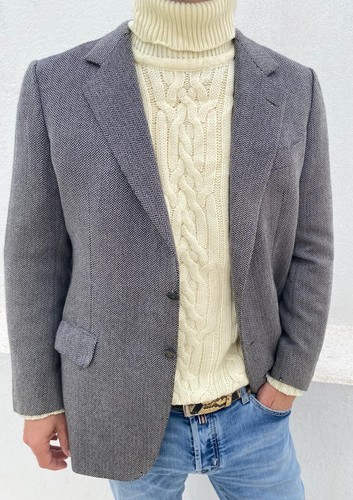 Brioni, Brioni Men's Grey Herringbone Jacket Size 42 UK Wool Vintage RRP £500