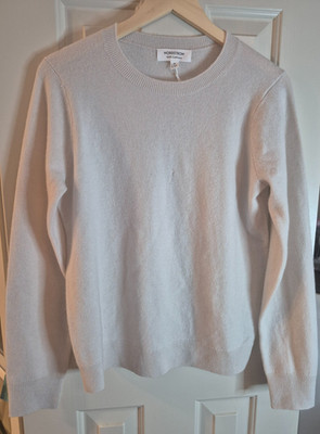 Nordstrom 100% cashmere sweater cream women Size M Repaired