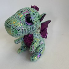 Ty Beanie Babies Cinder Dragon Stuffed Animal Plush Glitter Eyes 6" Sparkly