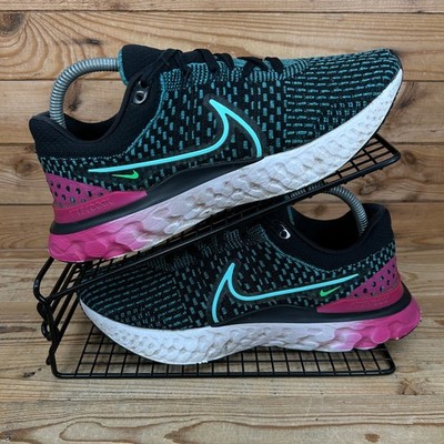 Nike Turnschuhe Damen Größe UK 6,5 React Infinity Run Flyknit 3 schwarz pink Schuhe