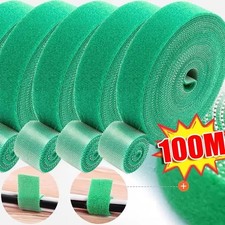 100M Garden Tie Roll Hook Loop Fastener Plant Support Reusable Tape Cable Strap