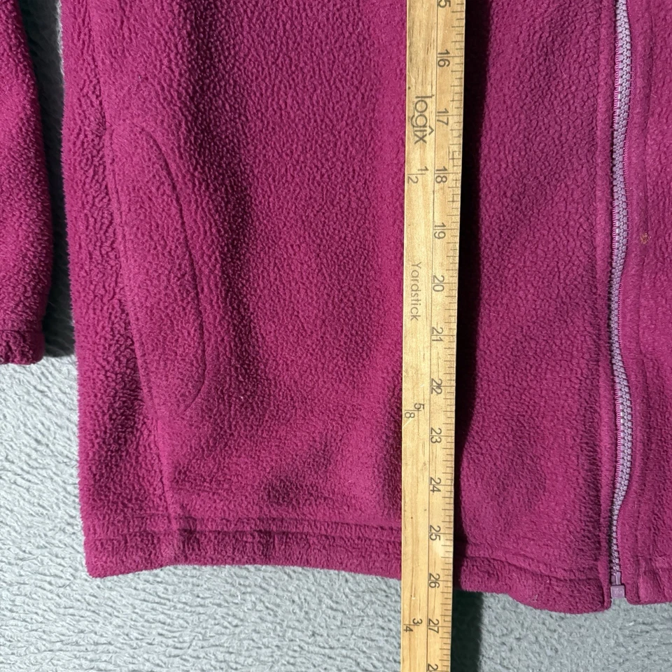 Lands End Vintage Fleece Jacket Full Zip Womens Petite S Hot Pink Made In USA - Image 4 of 4