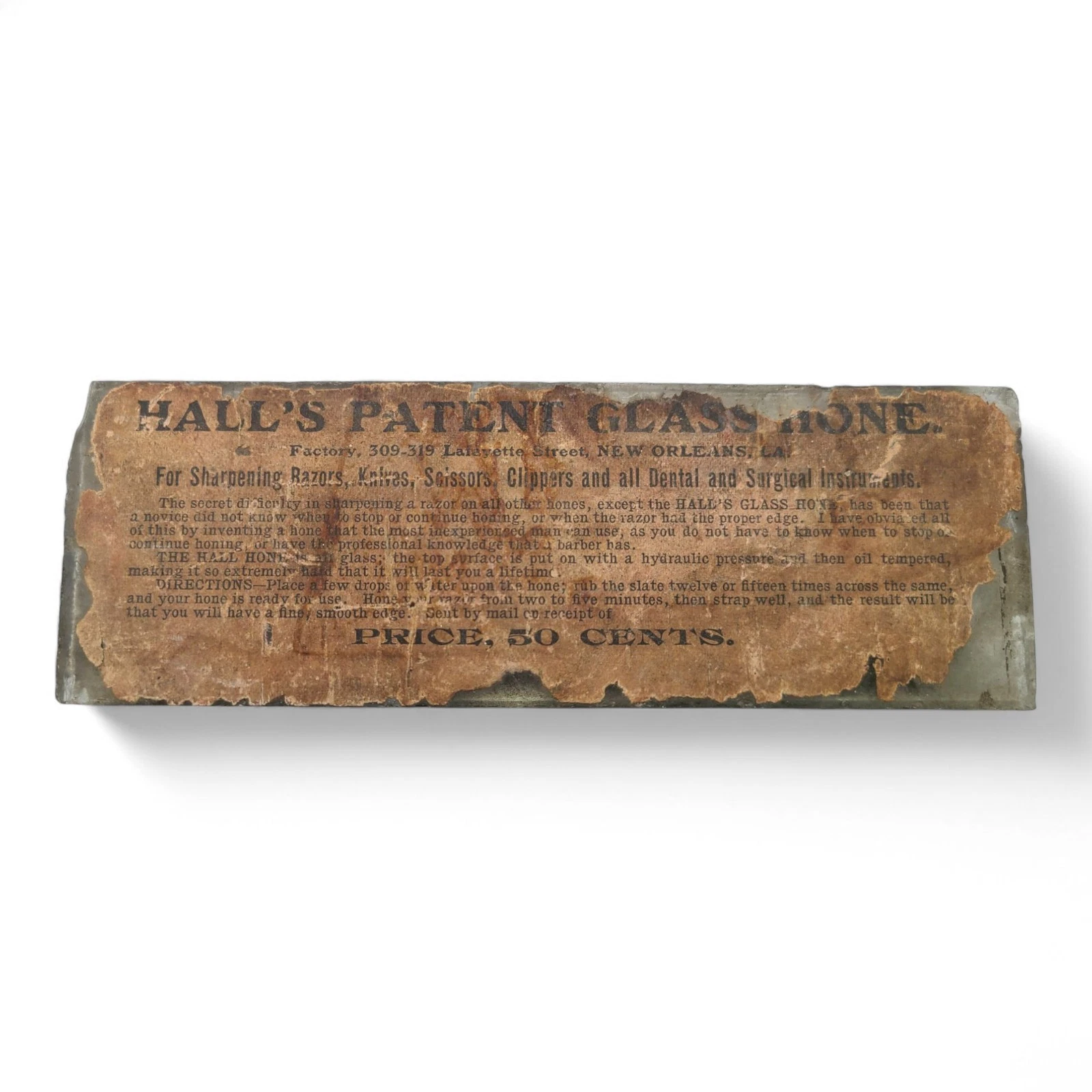 RARE Hall's Patent Glass Hone Knife Razor Scissors Medical Instrument Sharpener
