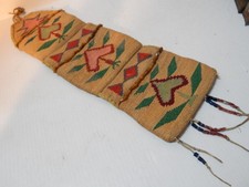 RARE FIND ANTIQUE c1890-1915 NEZ PERCE' PLATEAU INDIAN CORNHUSK WALL POUCH