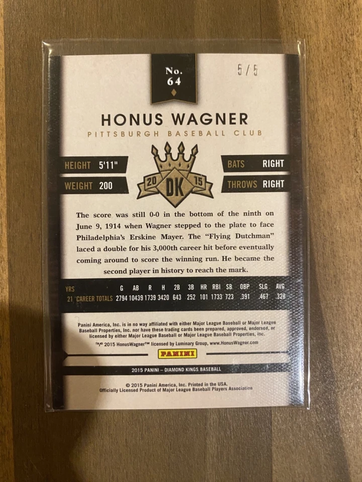 Panini Diamond Kings 2015 - Honus Wagner #64 marco verde 5/5 Pittsburgh Pirates Foto 2 de 2