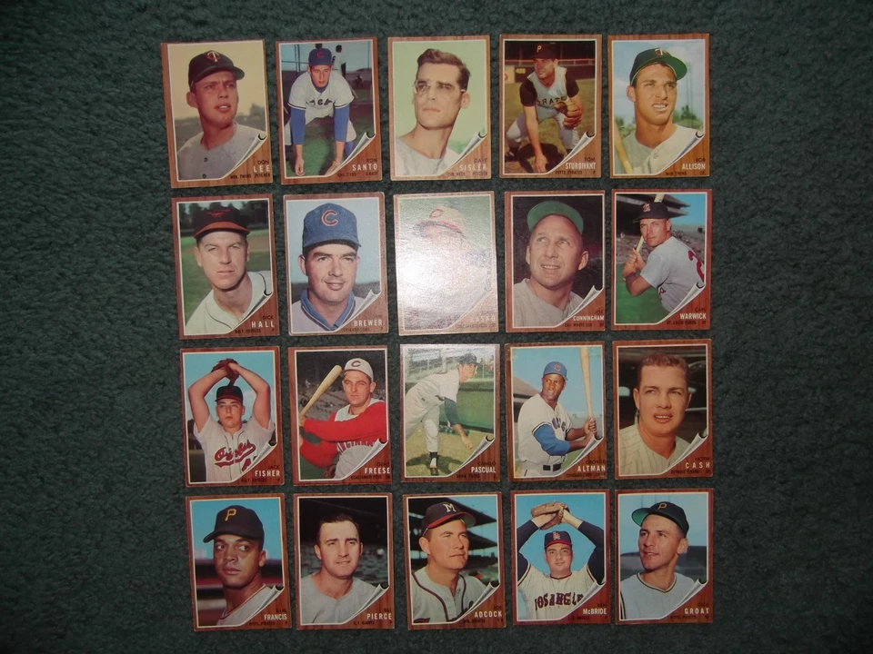 1962 TOPPS BASEBALL PARTIAL COMPLETE SET LOT(67/598)w/STARS,HOF,RC's,Semi-High # - Image 2 of 4