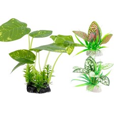 Reptile Artificial Plants 3PCS Terrarium Plants Aquarium Plants Decorations f...