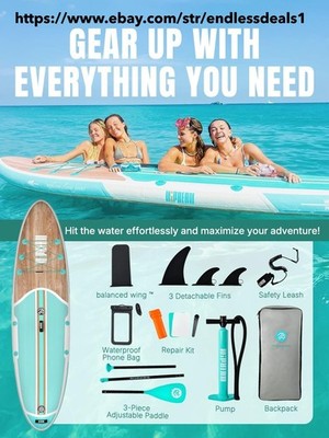 Paddle Board with SUP Accessories, Anti-Slip EVA Deck, 10 6   Inflatable Paddle,