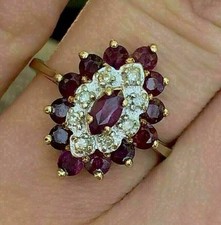 4Ct Red Garnet Halo Engagement Ring 14K Yellow Gold Plated