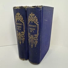 1872 Poems Volume I & II John Greenleaf Whittier  WHITTIER'S POEMS