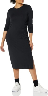 Amazon Aware Womens Jersey Ruched Dress size small BLACK BX