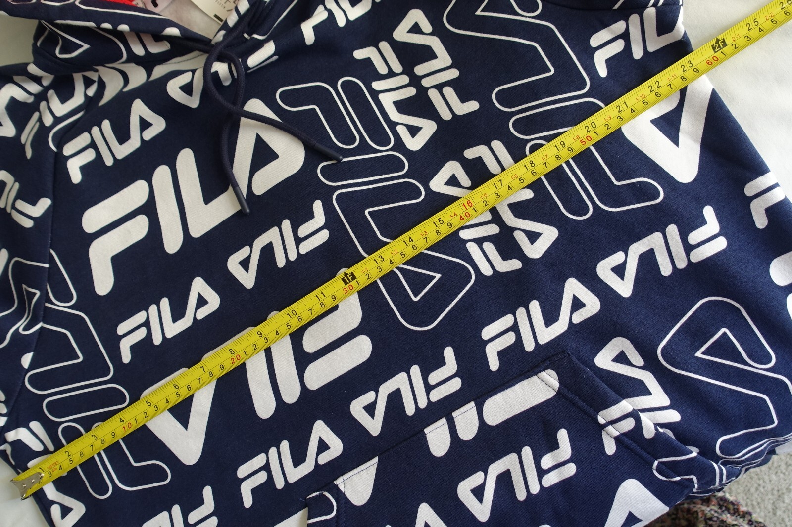 NEW Fila pullover hoodie Men Full Logo Blue L