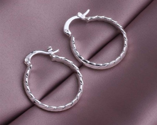 925 Sterling Silver Hoop Earrings small twist style 20mm hoops Round Uk Seller - Picture 2 of 3
