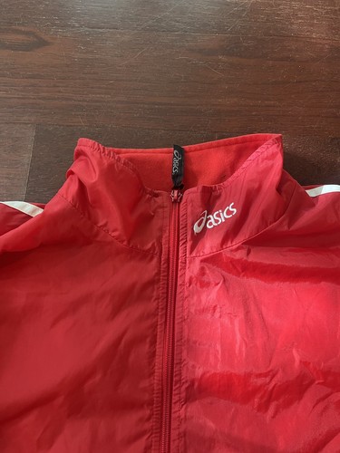 Vintage Asics Windbreaker Jacket Mens Size Small Red Full Zip Lightweight 90s - Picture 3 of 5