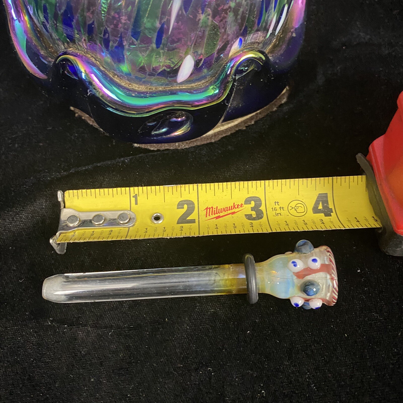 Early 90s Old Mushroom Logo Kaos Water Pipe Blown Glass Psychedelic