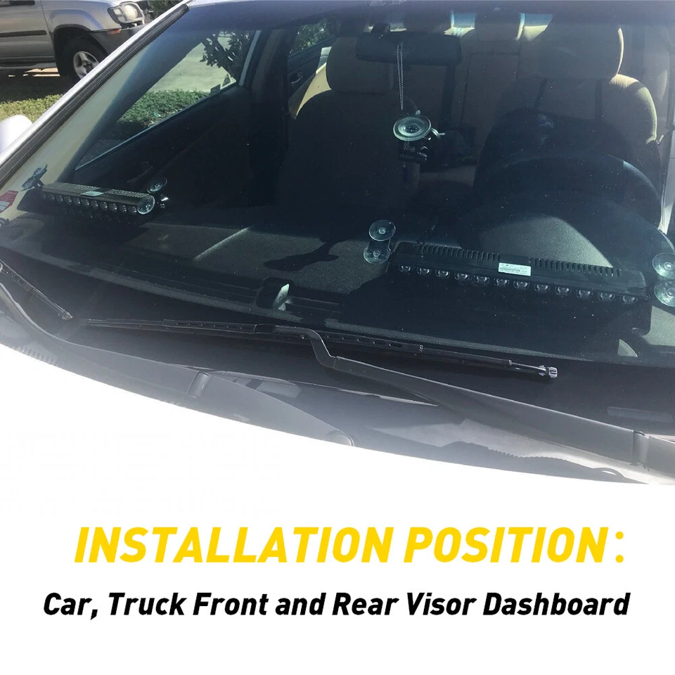 2 in1 Windshield Interior Dash Strobe Lights Warning Safety Flashing - Image 2 of 4