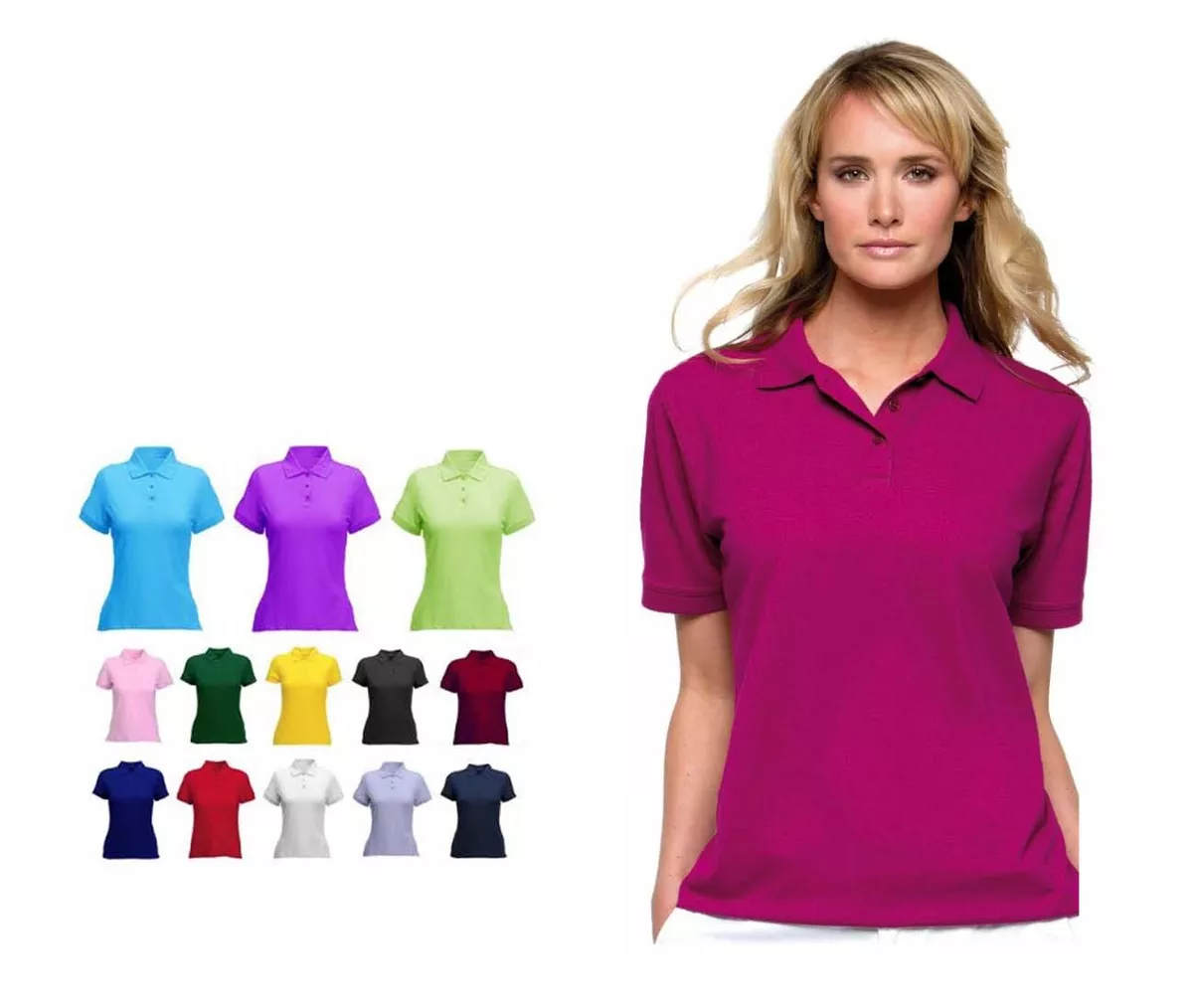 Ladies Girls Pique Polo T Shirt Size 8 to 22 SPORTS CASUAL WORK LEISURE