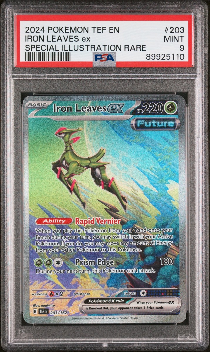 PSA 9 Iron Leaves Ex Ultra Rare #203 2024 Pokemon Tef PSA 9 Iron Leaves Ex Ultra Rare #203 2024 Pokemon Tef