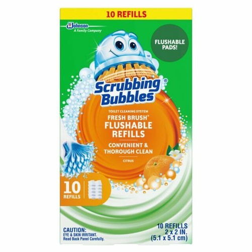 Scrubbing Bubbles FRESH BRUSH Flushable Pads Toilet Cleaning Refill Heads ~ 10ct - Picture 1 of 1