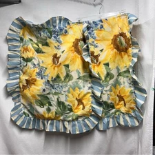 Source Unknown Yellow and Green Sunflower Pillow