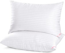 Juego De 2 Almohadas De Pluma De Ganso Para Dormir Tama O Queen Blanco NEW